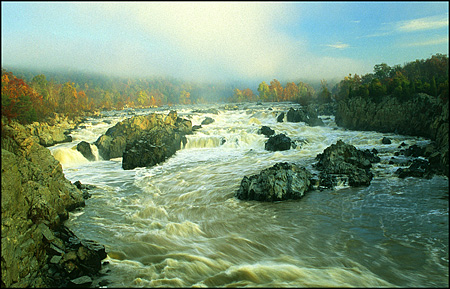 Foggy Fall Sunrise at Great Falls, VA