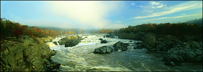 Foggy Fall Sunrise at Great Falls, VA